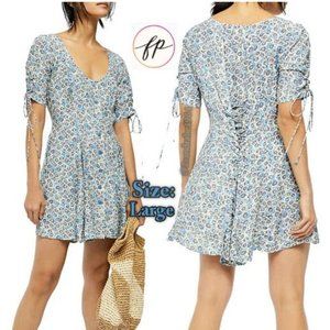 Free People Laced Up Mini Dress- Ivory Combo